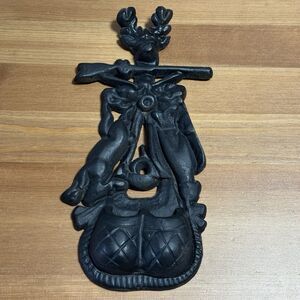 Vintage Cast Iron Hunters Wall Mount Match Holder Rabbit Deer - Heavy Item